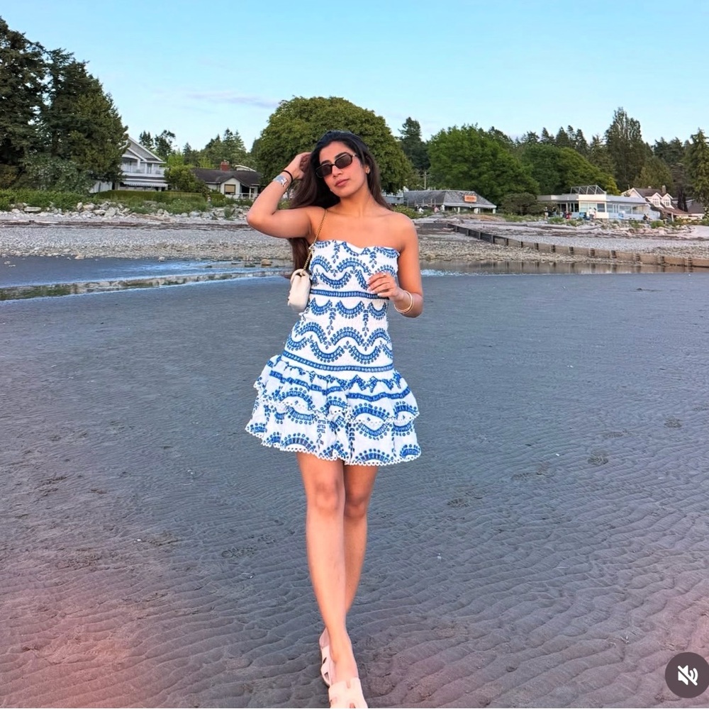 Commense Ripple Strapless Tiered Hem With Scalloped Detailing Dress - Size M - Picture 3 of 16